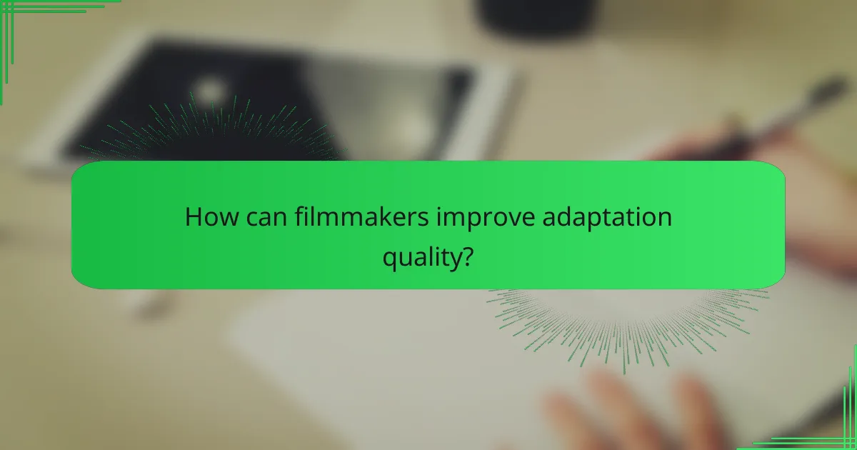 How can filmmakers improve adaptation quality?