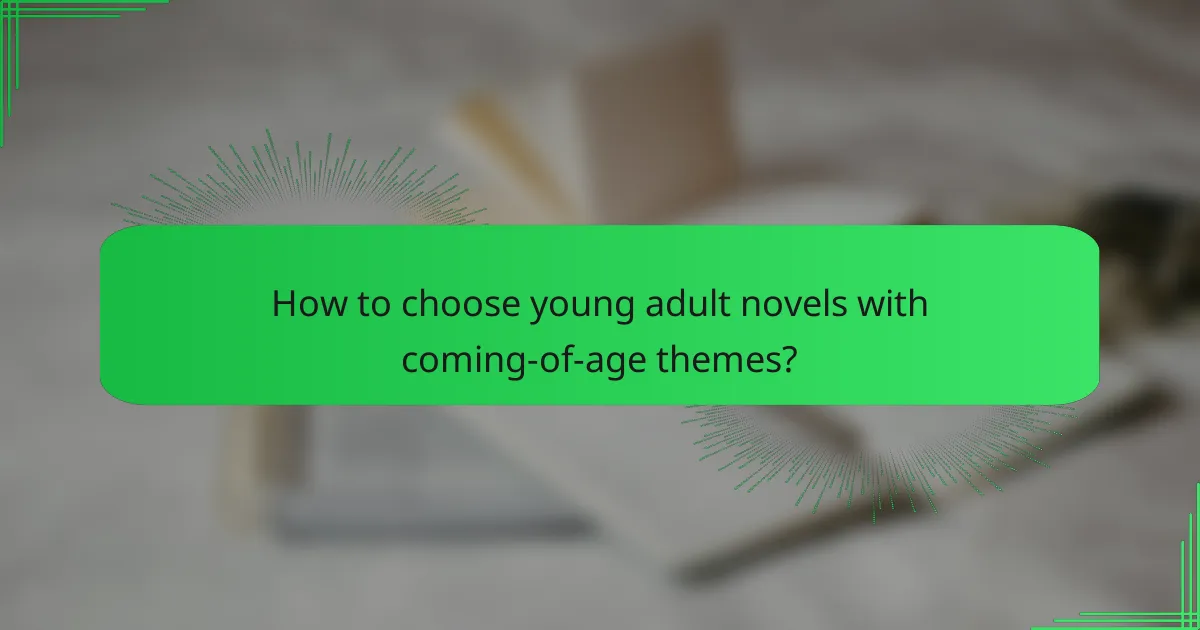 How to choose young adult novels with coming-of-age themes?